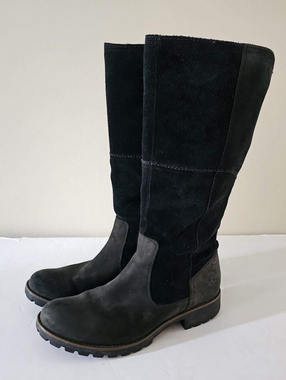 Timberland Black Suede Knee-High Boots Women's Size 9